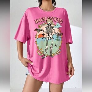 SHEIN || NWOT Oversized Pink 'Romantic' Graphic Tee